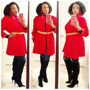 Vintage Rising Star Red Studded Cape-Style Blazer